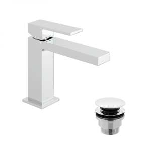 Vado Notion Mono Basin Mixer Tap Single Lever Deck Mounted with Clic Clac Waste
