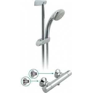 Vado Prima Thermostatic Slide Rail Shower Kit Package With Wall Mounting Brackets