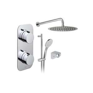Vado Tablet 2 Outlet Concealed Thermostatic Shower Valve with Fixed Shower Head and Slide Rail Shower Kit TAB1720ALTASCP