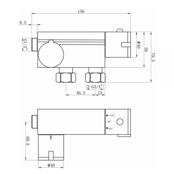 JTP Chrome Vertical Wall Mounted Thermostatic Mixer Shower Valve #2