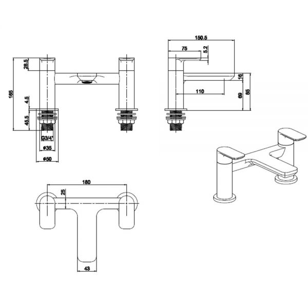 Highlife Rona Chrome Bath Filler Tap #2