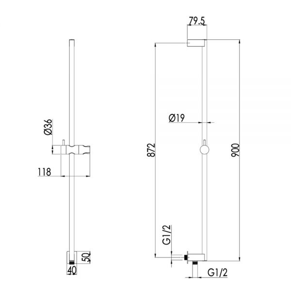 JTP Curve Chrome 900mm Slide Rail Shower Kit with Handset, Hose and Wall Outlet #2
