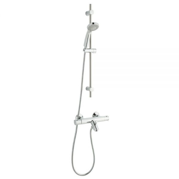 JTP Chrome Thermostatic Exposed Bar Shower Valve Kit with Bath Spout and Multifunction Handset