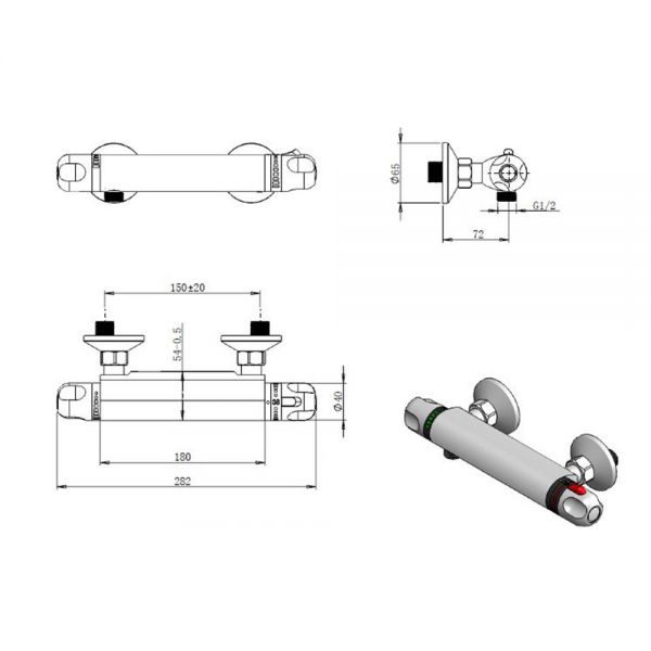 Highlife Skara Chrome Thermostatic Bar Shower Valve #2