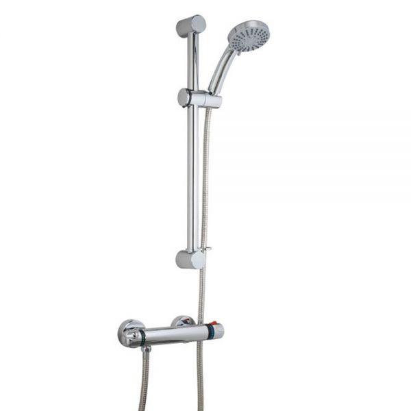 Highlife Lewis Chrome Thermostatic Bar Shower Valve with Riser Rail Kit