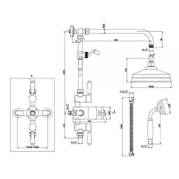 Highlife Dunbar Chrome Exposed Thermostatic Rigid Riser Shower Kit #2