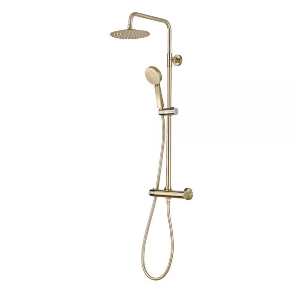 Highlife Spey 2 Brushed Brass Exposed Thermostatic Rigid Riser Shower Kit