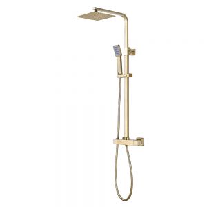 Highlife Orkney 2 Brushed Brass Exposed Thermostatic Rigid Riser Shower Kit