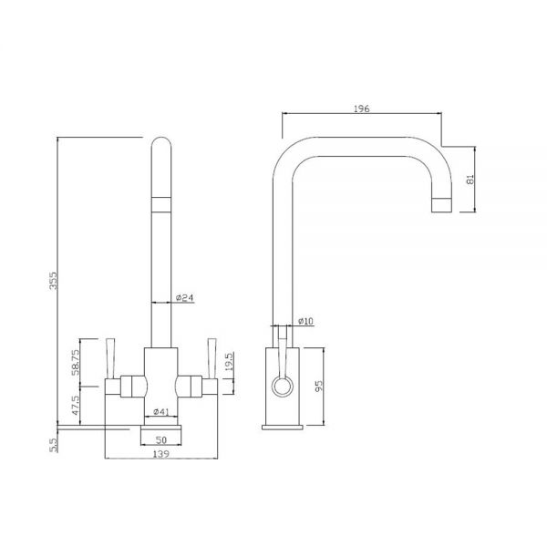 Highlife Don Matt Black Mono Kitchen Mixer Tap #2