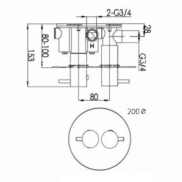 JTP Florence Chrome Single Outlet Thermostatic Round Shower Valve #2
