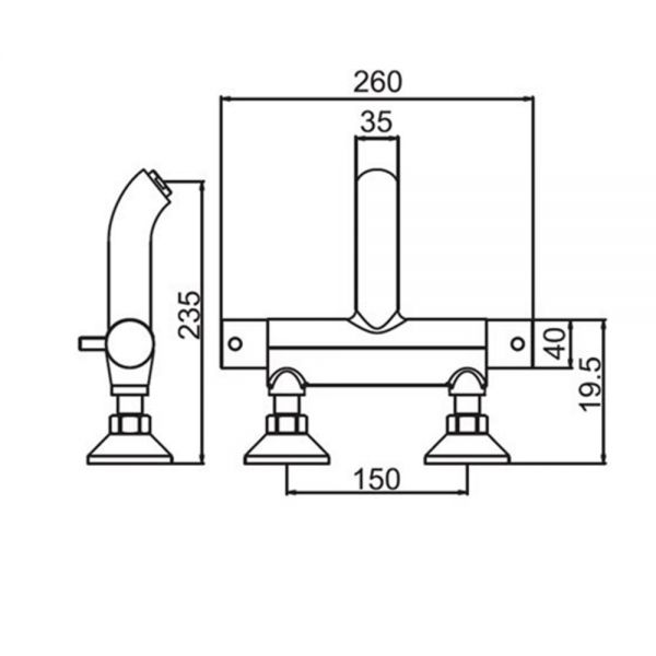 JTP Florence Chrome Deck Mounted Thermostatic Bath and Shower Mixer Tap #2