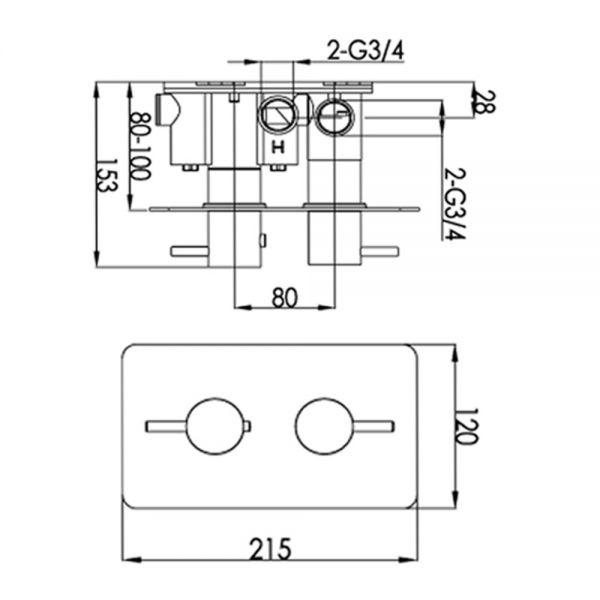 JTP Florence Chrome Two Outlet Thermostatic Shower Valve #2