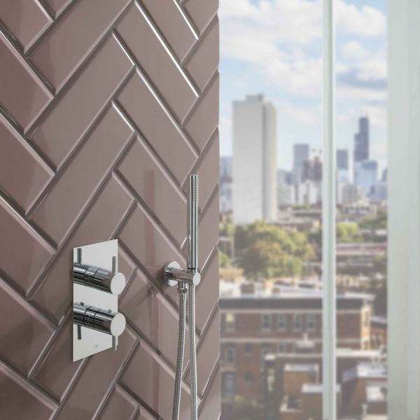 JTP Florence Chrome Three Outlet Two Handle Thermostatic Shower Valve #3