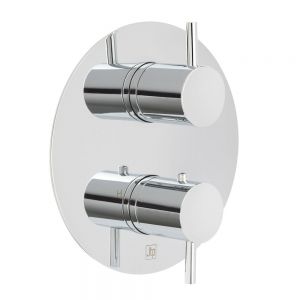 JTP Florence Chrome Three Outlet Two Handle Thermostatic Round Shower Valve