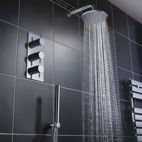 JTP Florence Chrome Vertical Three Outlet Thermostatic Shower Valve #3