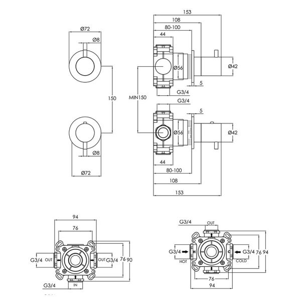 JTP Florence Chrome Modular Thermostatic Concealed 2 Outlet Shower Valve #2