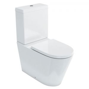 Britton Sphere Rimless Back to Wall Close Coupled Toilet with Cistern and Seat