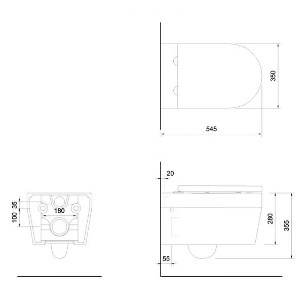 Britton Sphere Rimless Wall Hung Toilet with Seat #2