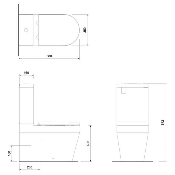 Britton Stadium Back to Wall Close Coupled Toilet with Cistern and Seat #2