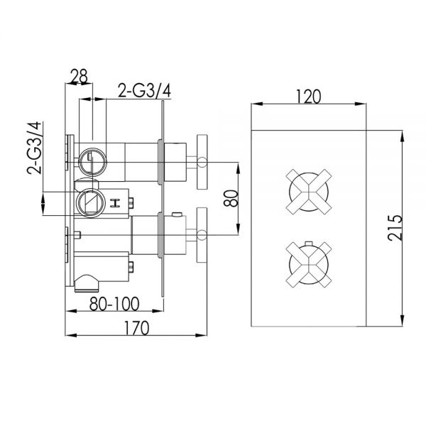 JTP Solex Chrome Two Outlet Thermostatic Shower Valve #2