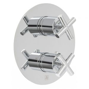 JTP Solex Chrome Three Outlet Two Handle Thermostatic Round Shower Valve