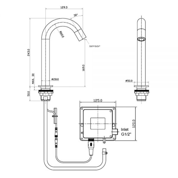 JTP Florence Chrome Deck Mounted Sensor Basin Spout #2