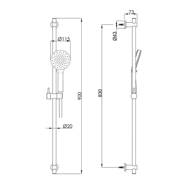 JTP VOS Brushed Bronze Slide Rail Shower Kit with Round Handset and Hose #2