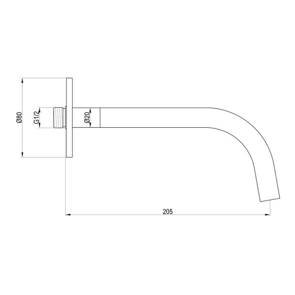 JTP VOS Brushed Bronze Wall Mounted Slim Spout 200mm #2