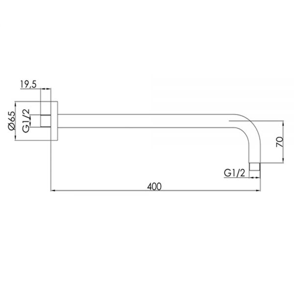 JTP VOS Brushed Brass 400mm Round Wall Mounted Shower Arm #2