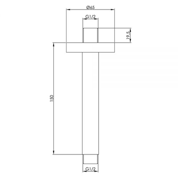 JTP VOS Brushed Bronze 150mm Round Ceiling Mounted Shower Arm #2