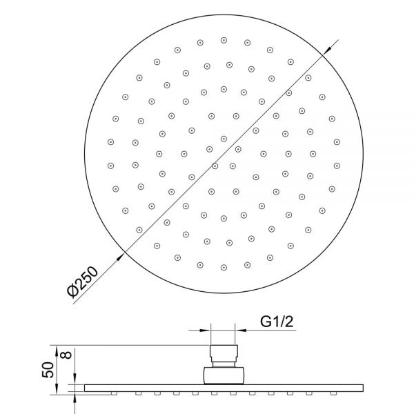 JTP VOS Brushed Bronze 250mm Round Shower Head #2