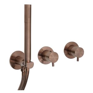 JTP VOS Brushed Bronze Modular Thermostatic Concealed 2 Outlet Shower Valve With Handset Kit