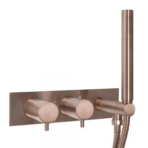 JTP VOS Brushed Bronze Two Outlet Thermostatic Shower Valve with Handset Kit