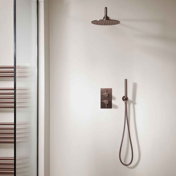 JTP VOS Brushed Bronze Two Outlet Thermostatic Shower Valve #3