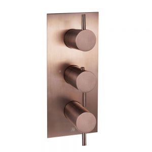 JTP VOS Brushed Bronze Vertical Three Outlet Thermostatic Shower Valve