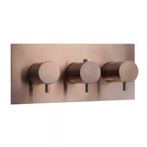 JTP VOS Brushed Bronze Horizontal Three Outlet Thermostatic Shower Valve