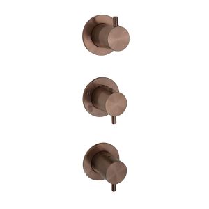 JTP VOS Brushed Bronze Modular Thermostatic Concealed 2 Outlet 3 Handle Shower Valve