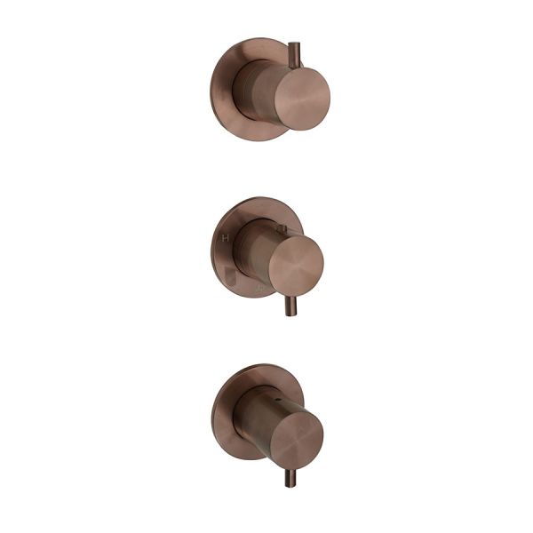 JTP VOS Brushed Bronze Modular Thermostatic Concealed 3 Outlet Shower Valve
