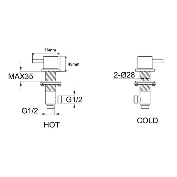 JTP VOS Brushed Bronze Deck Mounted Panel Valves #2