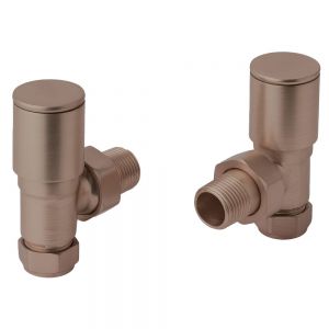 JTP Brushed Bronze Angled Manual Radiator Valves