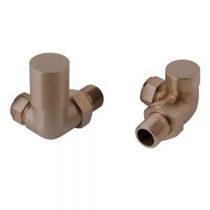 JTP VOS Brushed Bronze Corner Manual Radiator Valves