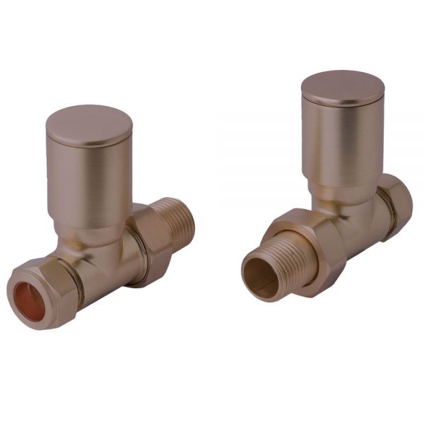 JTP Brushed Bronze Straight Manual Radiator Valves
