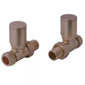 JTP Brushed Bronze Straight Manual Radiator Valves
