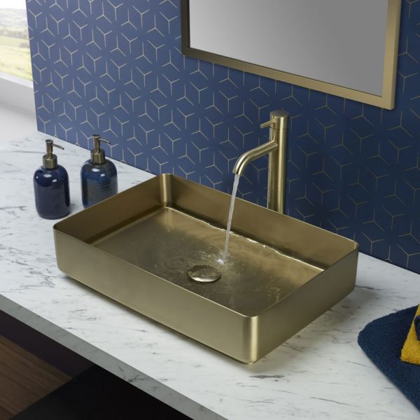 JTP VOS Brushed Brass Tall Basin Mixer Tap #3
