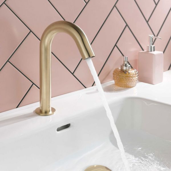JTP VOS Brushed Brass Deck Mounted Sensor Basin Spout #3