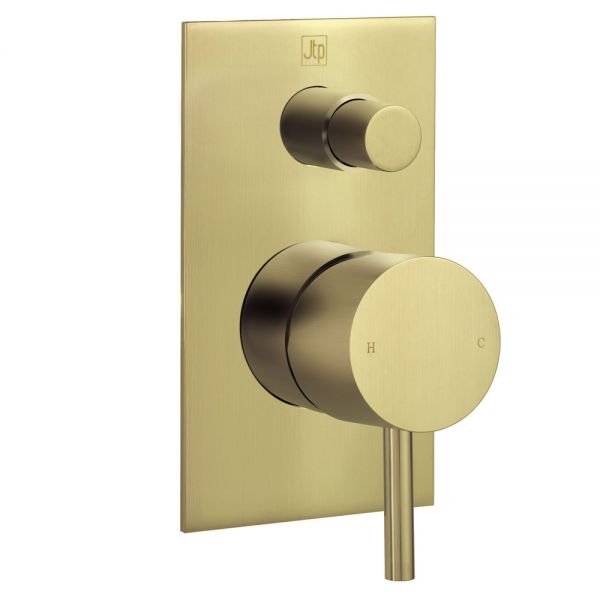 JTP VOS Brushed Brass Two Outlet Manual Shower Valve with Diverter