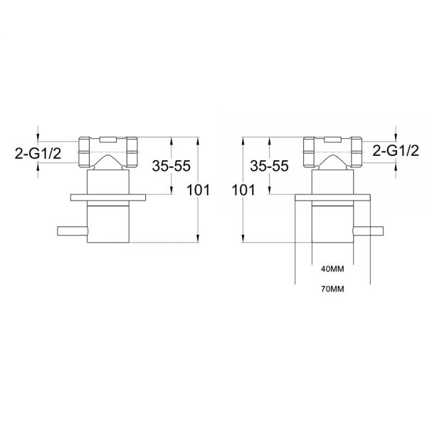 JTP VOS Brushed Brass Wall Mounted Valves #2