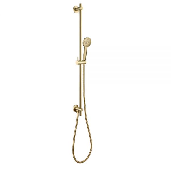 JTP VOS Brushed Brass 900mm Slide Rail Shower Kit with Round Handset and Hose