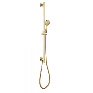 JTP VOS Brushed Brass 900mm Slide Rail Shower Kit with Round Handset and Hose