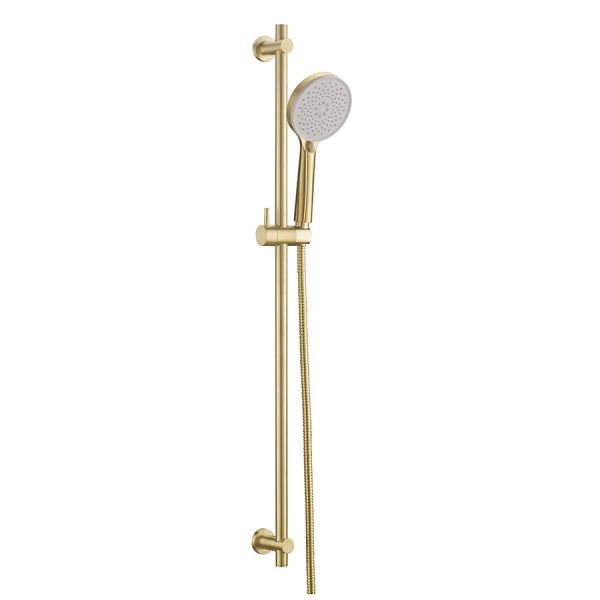 JTP VOS Brushed Brass Slide Rail Shower Kit with Round Handset and Hose